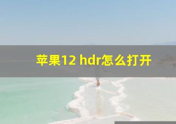 苹果12 hdr怎么打开